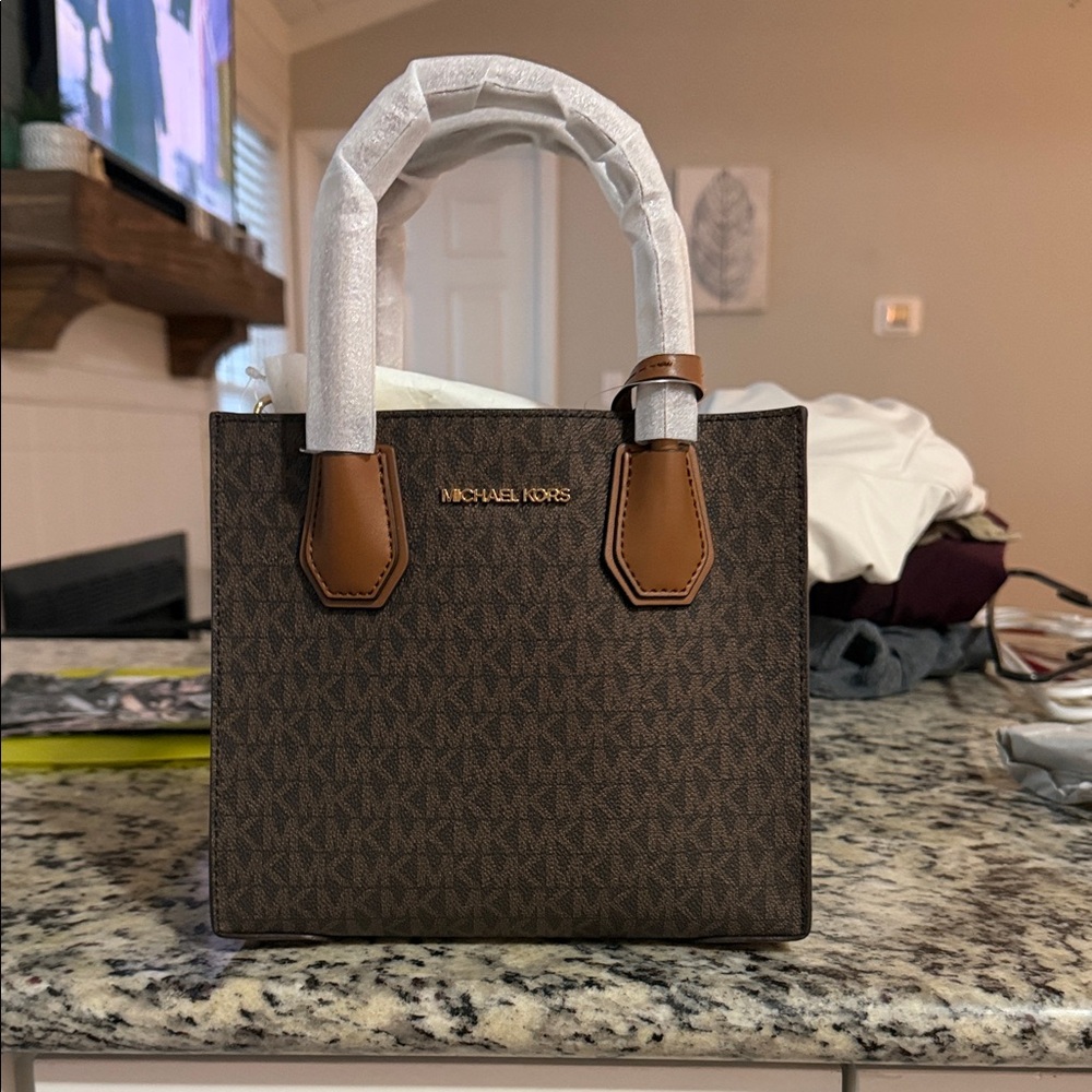 Michael Kors Dark Brown Handbag with Tan Details